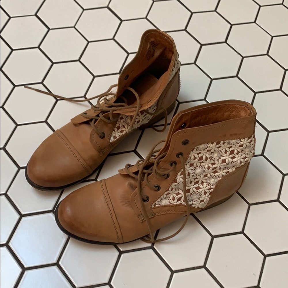 Steve Madden Cognac Crochet Lace Boot